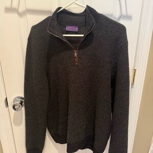 Purple Label Ralph Lauren Dark Gray Half-Zip Sweater